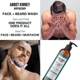 Abbot Kinney Apothecary Face + Beard Wash with Tea Tree Oil - 8 FL OZ - Face, Beard, and Shave Gel (UPC 850034020358) Men's Grooming Los Angeles Brands 