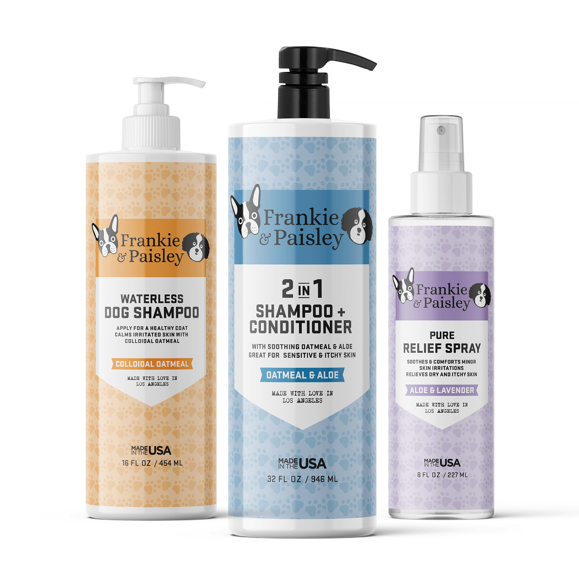 Love My Dog Bath Set 2 in 1 Shampoo and Conditioner Waterless Dog Shampoo and Pure Relief Hot Spot Spray