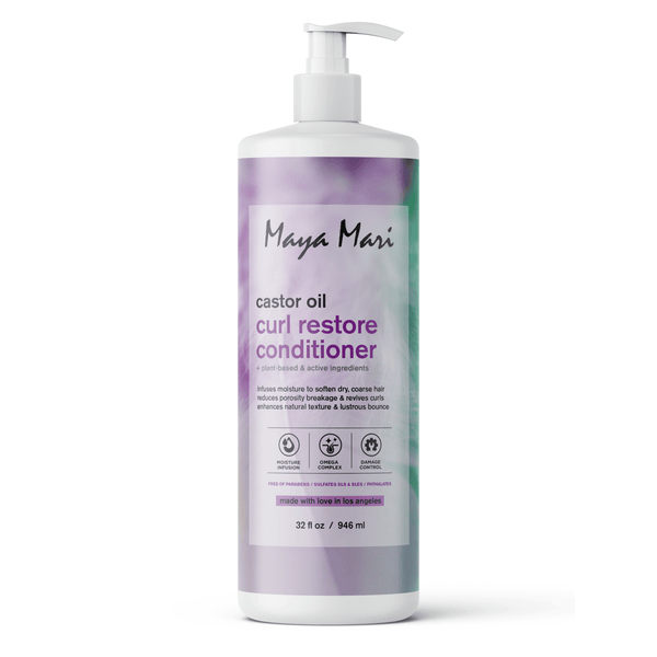 Maya Mari Castor Oil Curl Restore Conditioner - Sulfate Free Damage Repair & Moisture Seal for Dry Coarse Hair, 32 fl oz Hair Care Los Angeles Brands 