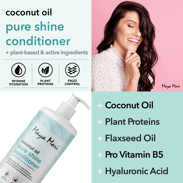 Maya Mari Coconut Oil Pure Shine Conditioner Sulfate Free - Restore Hydration & Smooth Frizz for Dry Dull Hair, 32 fl oz Hair Care Los Angeles Brands 