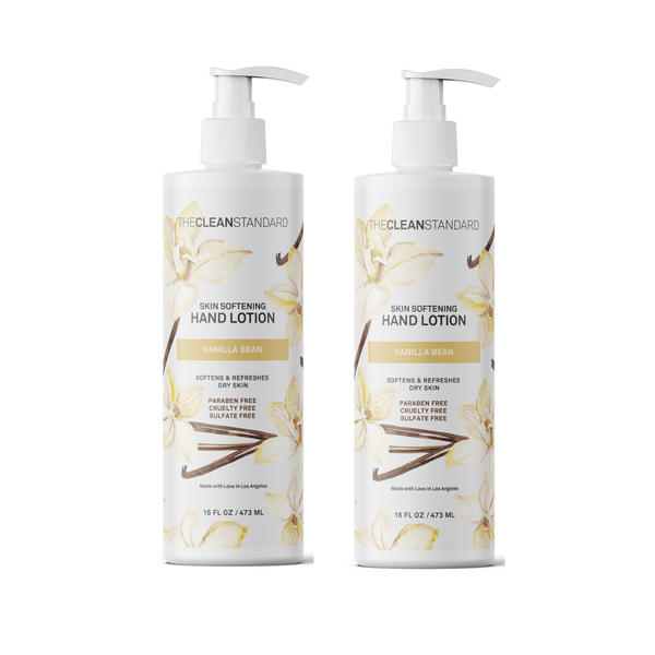 Moisturizing Hand Lotion for Dry Skin and Moisturizer with Shea Butter, Vanilla Extract | Hydrating Non Greasy Hand Cream for Women and Men by THE CLEAN STANDARD | 2 Bottle Set x 16 fl oz with Lotion Pump Hand Lotion LOS ANGELES BRANDS 