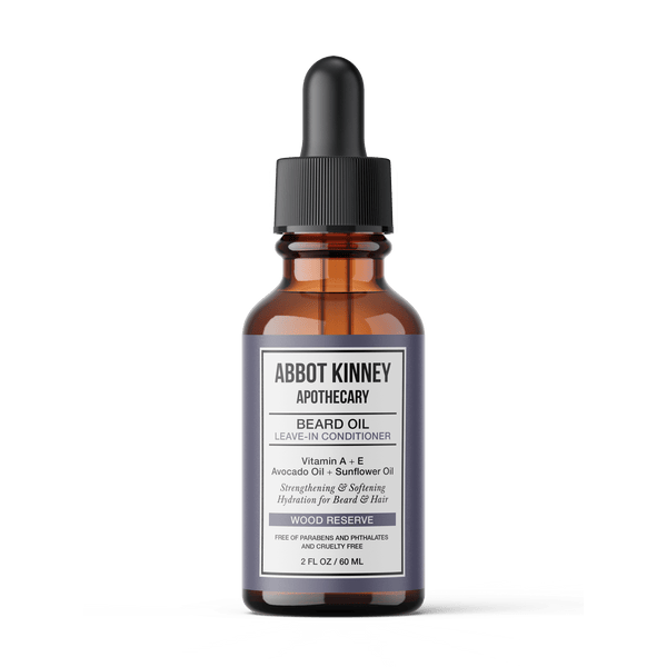 Softening Beard and Mustache Oil, Strengthens and Conditions, Wood Reserve, 2oz by Abbot Kinney Apothecary Men's Grooming Los Angeles Brands 
