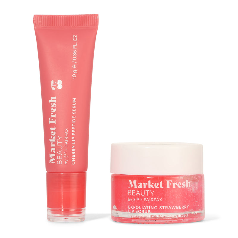 Exfoliating Strawberry Lip Scrub & Cherry Lip Peptide Serum