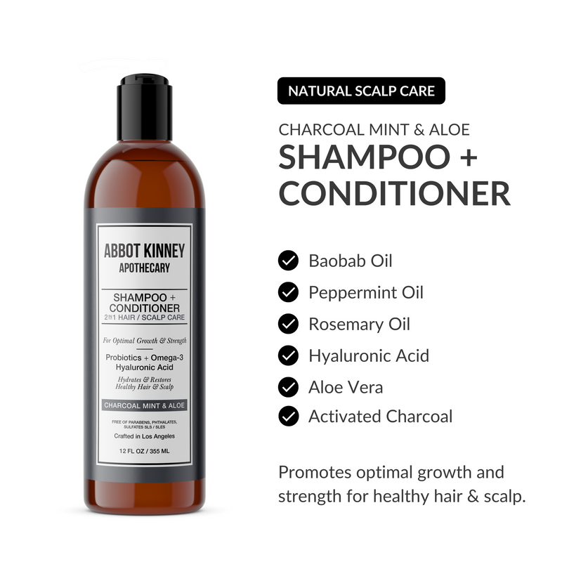  ABBOT KINNEY APOTHECARY Charcoal & Mint 2 in 1 Shampoo and Conditioner