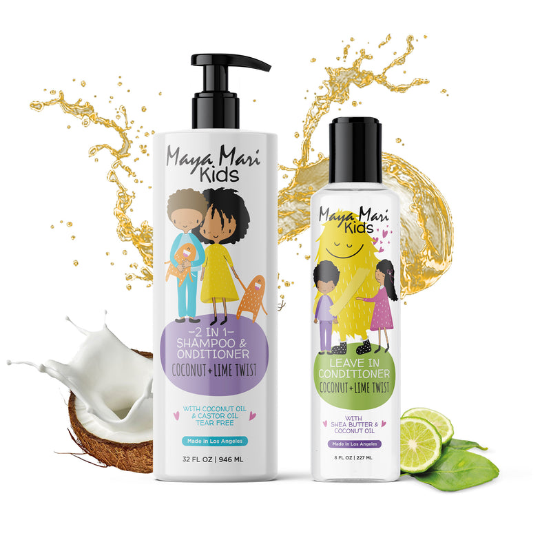 Curly Hair Kids Ultimate Curls 2-Piece Set - 2-in-1 Shampoo and Conditioner and Leave-In Conditioner Hair Care Los Angeles Brands 