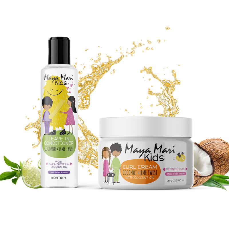 Kids with Curls and Coils Essential Kit 2-Piece Set - Leave-In Conditioner and Curl Cream Hair Care Los Angeles Brands 