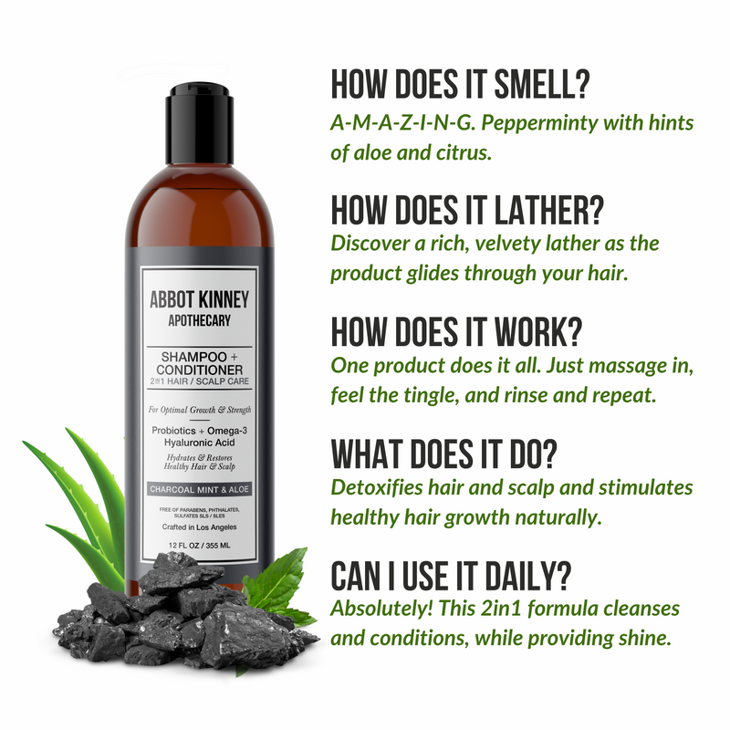  ABBOT KINNEY APOTHECARY Charcoal & Mint 2 in 1 Shampoo and Conditioner