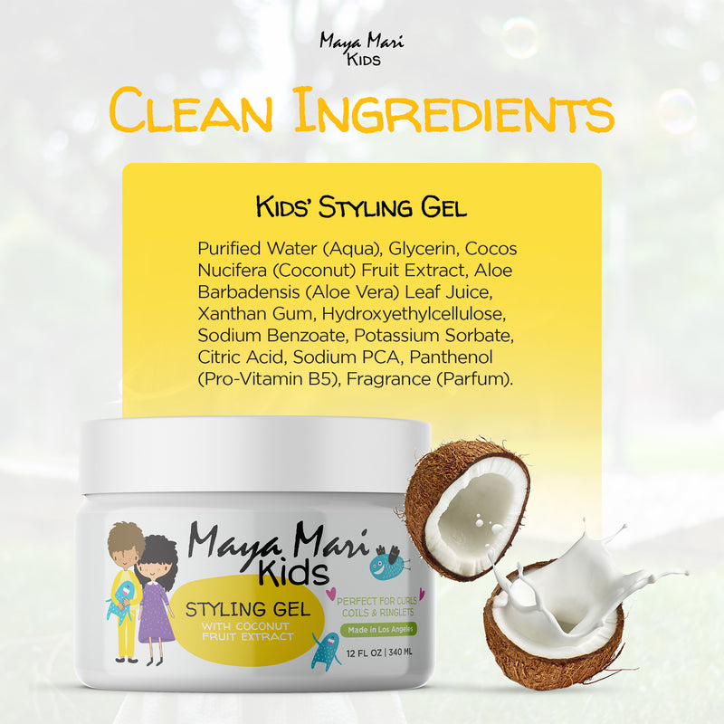 Maya Mari Kids Hair Styling Gel with Coconut Fruit Extract – Lightweight Styling Gel for Textured and Curly Hair, 12 oz Hair Care Los Angeles Brands 