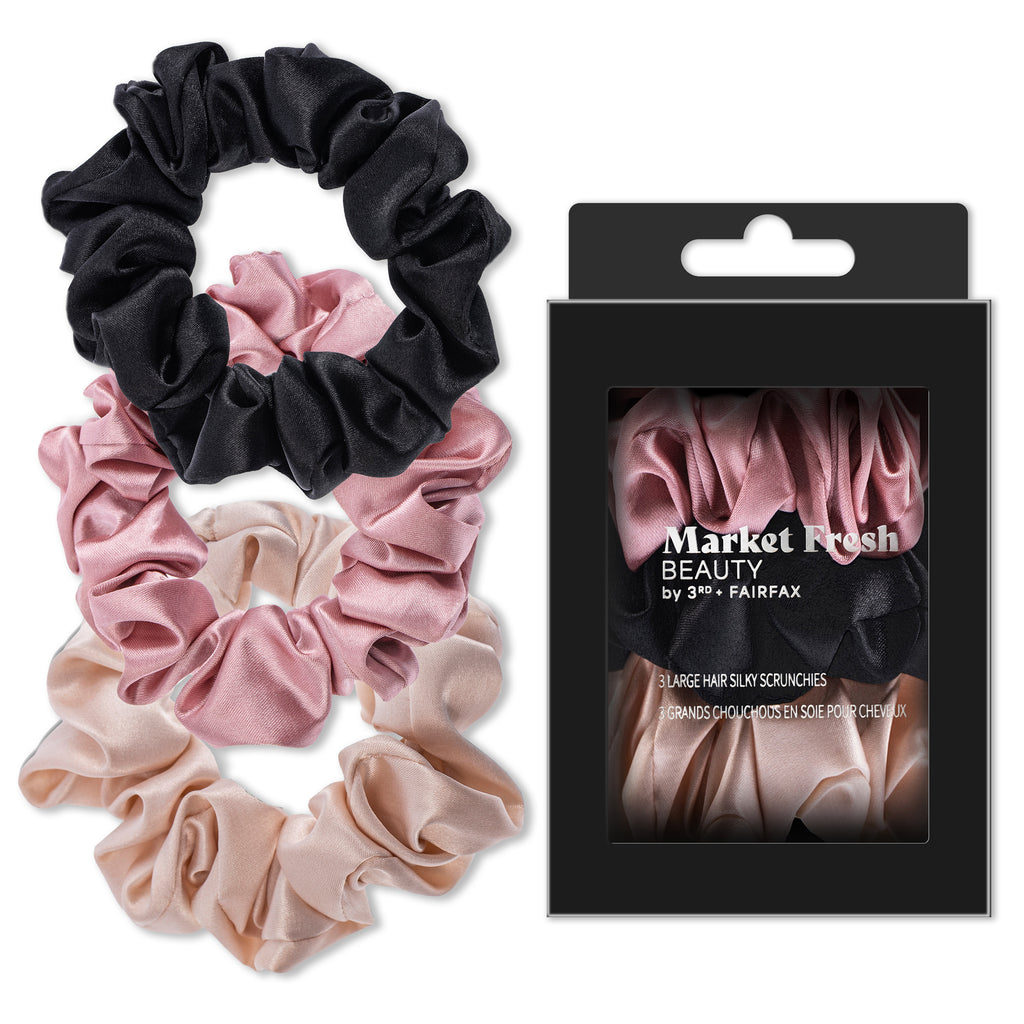 Market Fresh Beauty Silk Hair Scrunchies, 3 Pack - Large  display picture 3