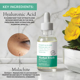 Market Fresh Beauty Hyaluronic Acid Serum - Hydrate & Plump with Ceramides, Aloe Vera, & Malachite Extract | Fragrance-Free | 2 fl oz