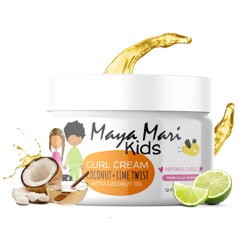 Maya Mari Kids - Curly Hair Kids Must Have 3-Piece Set - Kids Detangler, Curl Cream, and 2in1 Shampoo and Conditioner Coconut Haircare