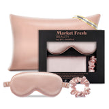 Market Fresh Beauty 100% Mulberry Silk Pillow Case, Silk Eye Mask and Silk Scrunchie