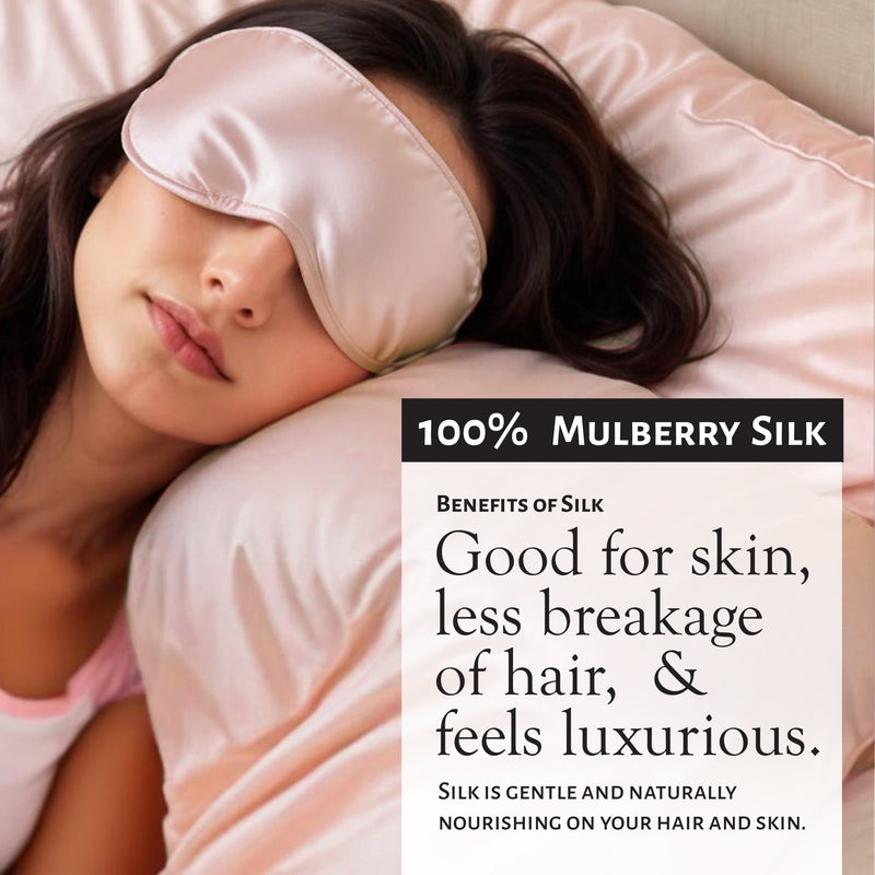 Market Fresh Beauty 100% Mulberry Silk Pillow Case, Silk Eye Mask and Silk Scrunchie