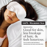 Market Fresh Beauty Silk Sleep Set, Pillowcase, Eye Mask and Hair Scrunchie, 100% Mulberry Silk, White