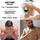3 PACK - Men's 3-in-1 Moisturizing Shampoo, Conditioner, and Body Wash - Energizing Citrus 32oz by Abbot Kinney Apothecary Men's Grooming Los Angeles Brands 