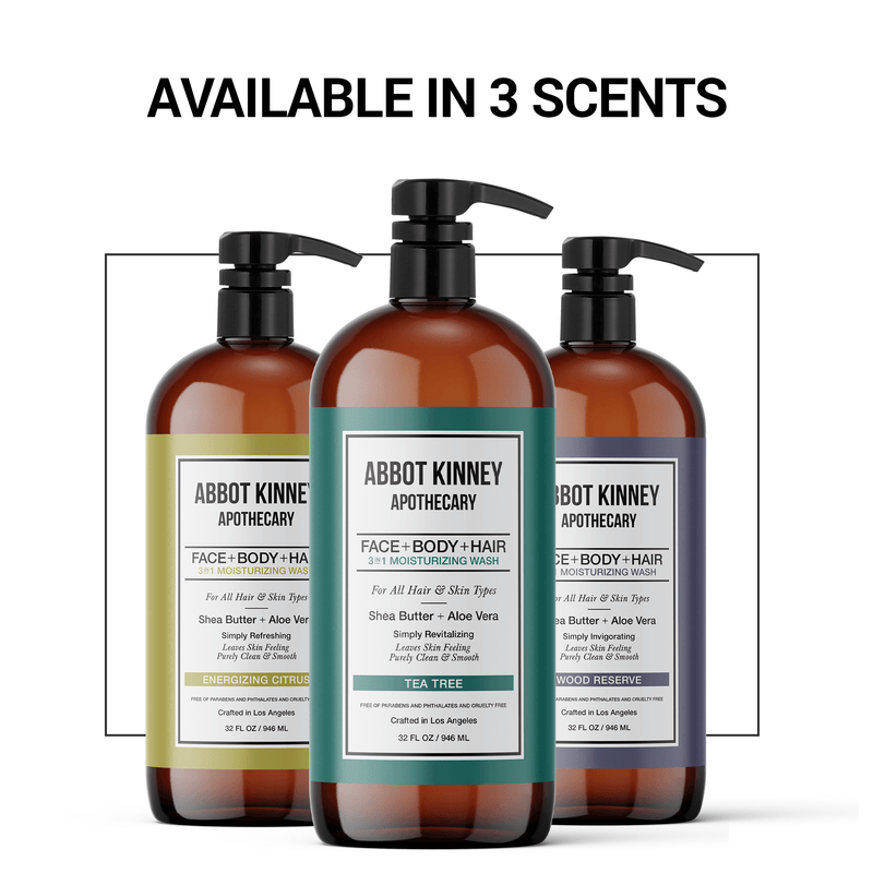 3 PACK - Men's 3-in-1 Moisturizing Shampoo, Conditioner, and Body Wash, Tea Tree 32oz by Abbot Kinney Apothecary Men's Grooming Los Angeles Brands 