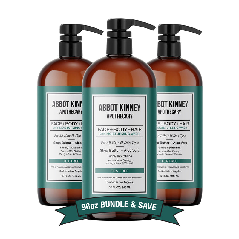 3 PACK - Men's 3-in-1 Moisturizing Shampoo, Conditioner, and Body Wash, Tea Tree 32oz by Abbot Kinney Apothecary Men's Grooming Los Angeles Brands 