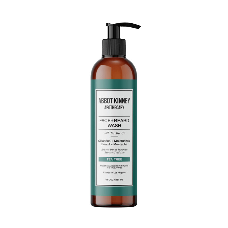 Abbot Kinney Apothecary Face + Beard Wash with Tea Tree Oil - 8 FL OZ - Face, Beard, and Shave Gel Los Angeles Brands 