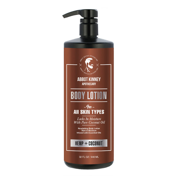 Abbot Kinney Apothecary Hemp + Coconut Oil Nourishing Body Lotion, Locks in Moisture with Shea Butter, 32oz Men's Grooming Los Angeles Brands 