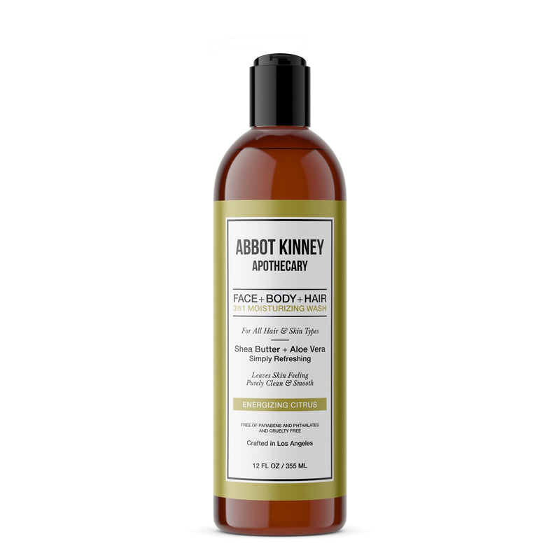 Abbot Kinney Apothecary Men's 3-in-1 Moisturizing Shampoo, Conditioner, and Body Wash - Energizing Citrus 12oz Men's Grooming Los Angeles Brands 