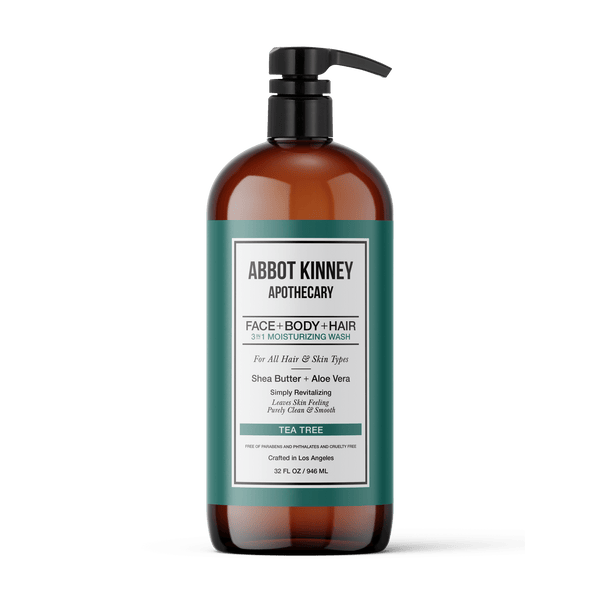 Abbot Kinney Apothecary Men's 3-in-1 Moisturizing Shampoo, Conditioner, and Body Wash, Tea Tree 32oz Men's Grooming Los Angeles Brands 