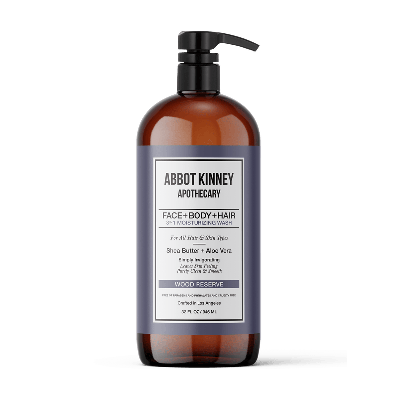 Abbot Kinney Apothecary Men's 3-in-1 Moisturizing Shampoo, Conditioner, and Body Wash - Wood Reserve 32oz Men's Grooming Los Angeles Brands 