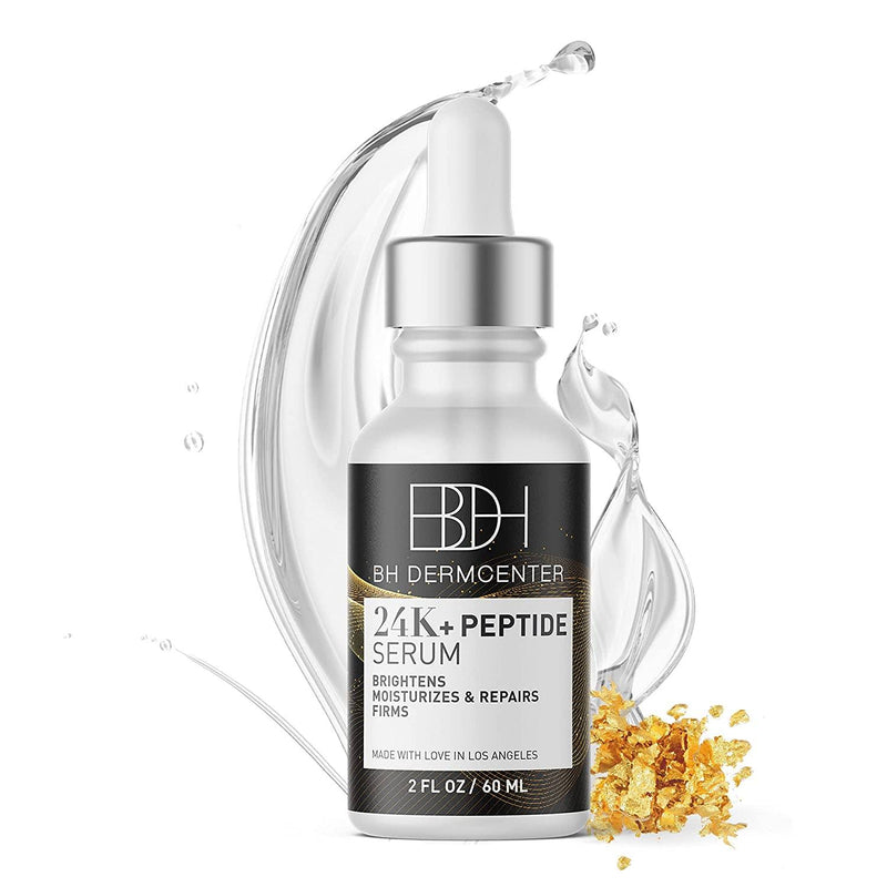 BH Dermcenter - Hydrating Peptide Serum with 24K Genuine Gold Leaf, Peptide Facial Serum, Skin Care Essential for All Skin Types 2oz Skincare Los Angeles Brands 