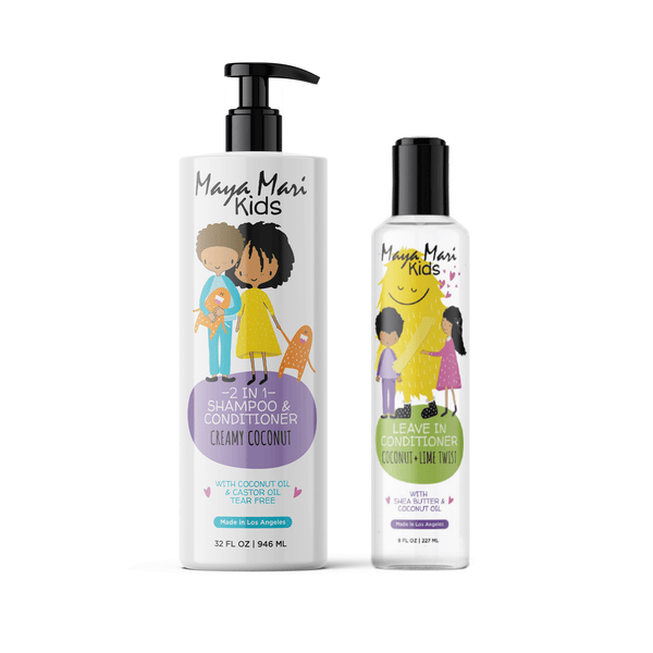 Curly Hair Kids Ultimate Curls 2-Piece Set - 2-in-1 Shampoo and Conditioner and Leave-In Conditioner Hair Care Los Angeles Brands 