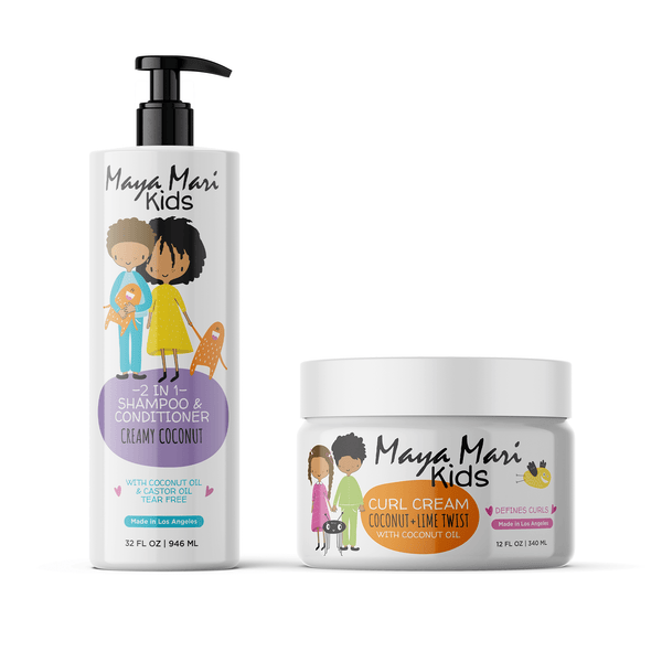 Kids Curl Conditioning Kit 2 -Piece Set - Kids 2-in-1 Shampoo and Conditioner and Curl Cream Hair Care Los Angeles Brands 