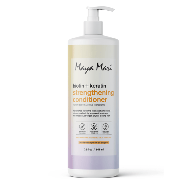 Maya Mari Biotin Keratin Strengthening Conditioner Sulfate Free - Thickening & Growth for Thinning Weak Hair, 32 fl oz Hair Care Los Angeles Brands 