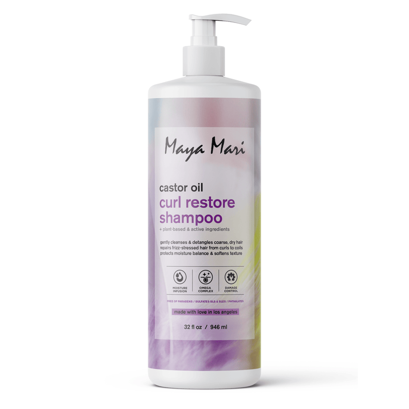 Maya Mari Castor Oil Curl Restore Shampoo - Sulfate Free Damage Repair & Moisture Seal for Dry Coarse Hair, 32 fl oz Hair Care Los Angeles Brands 