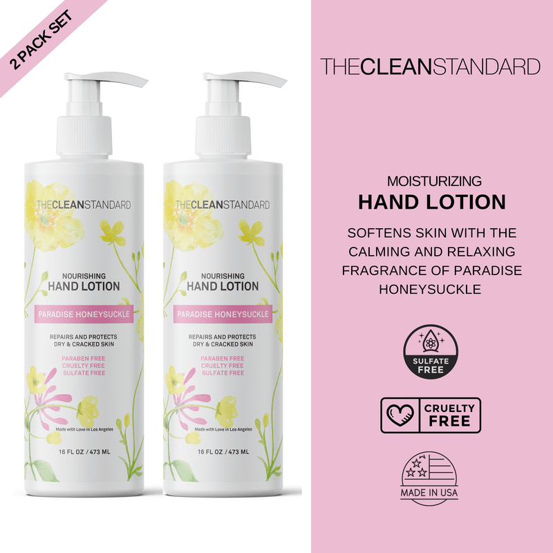 Moisturizing Hand Lotion for Dry Skin and Moisturizer with Shea Butter | Hydrating Non Greasy Hand Cream for Women and Men by THE CLEAN STANDARD | 2 Bottle Set x 16 fl oz with Lotion Pump Hand Lotion Los Angeles Brands 