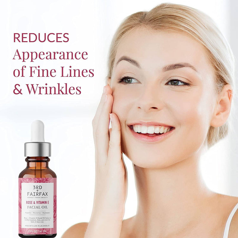 Rose & Vitamin E Facial Oil by 3rd + Fairfax Beauty, 2oz Skincare 3rd + Fairfax Beauty 