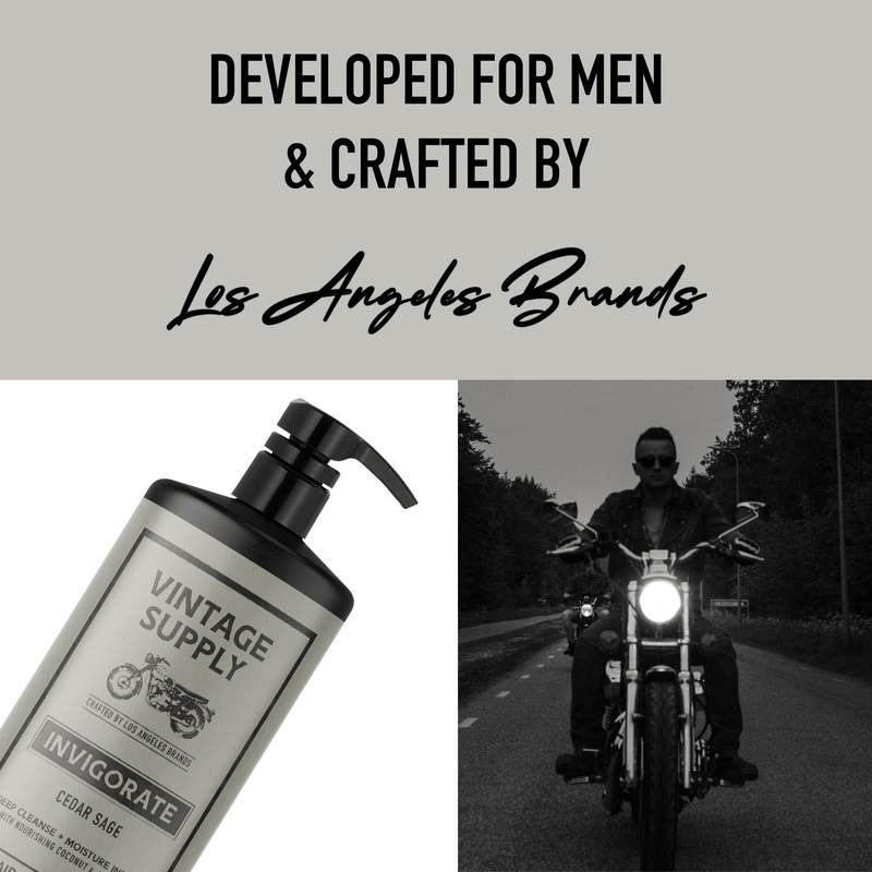 Vintage Supply Men's 3 in 1 Wash Invigorate Cedar Sage Body Wash Los Angeles Brands 